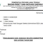 Hasil Sanggah Seleksi Administrasi IDEA Jateng 2026 Diumumkan, 196 Proposal Inovasi Lolos ke Tahap Penilaian